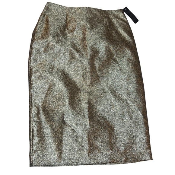 Worthington Gold Pebble Metallic Shimmer Pencil Holiday Celebration Classy Skirt - Picture 1 of 15
